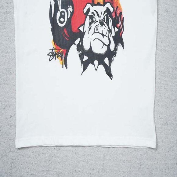 STUSSY Skull Dog T-Shirt - White Short Sleeve - Picture 15 of 16